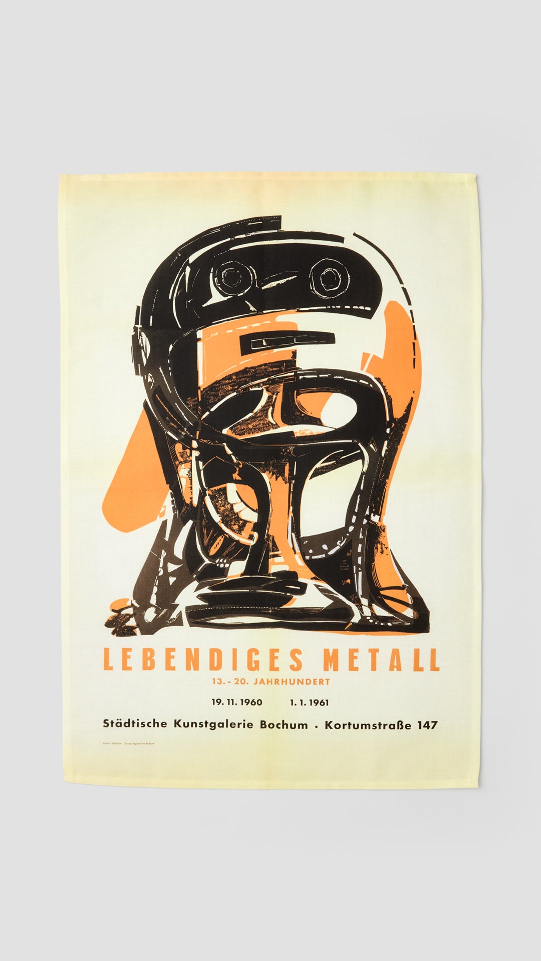 Tea Towel • Reproduction of an original poster design for Lebendiges Metall, Städtische Kunstgalerie Bochum, 1960