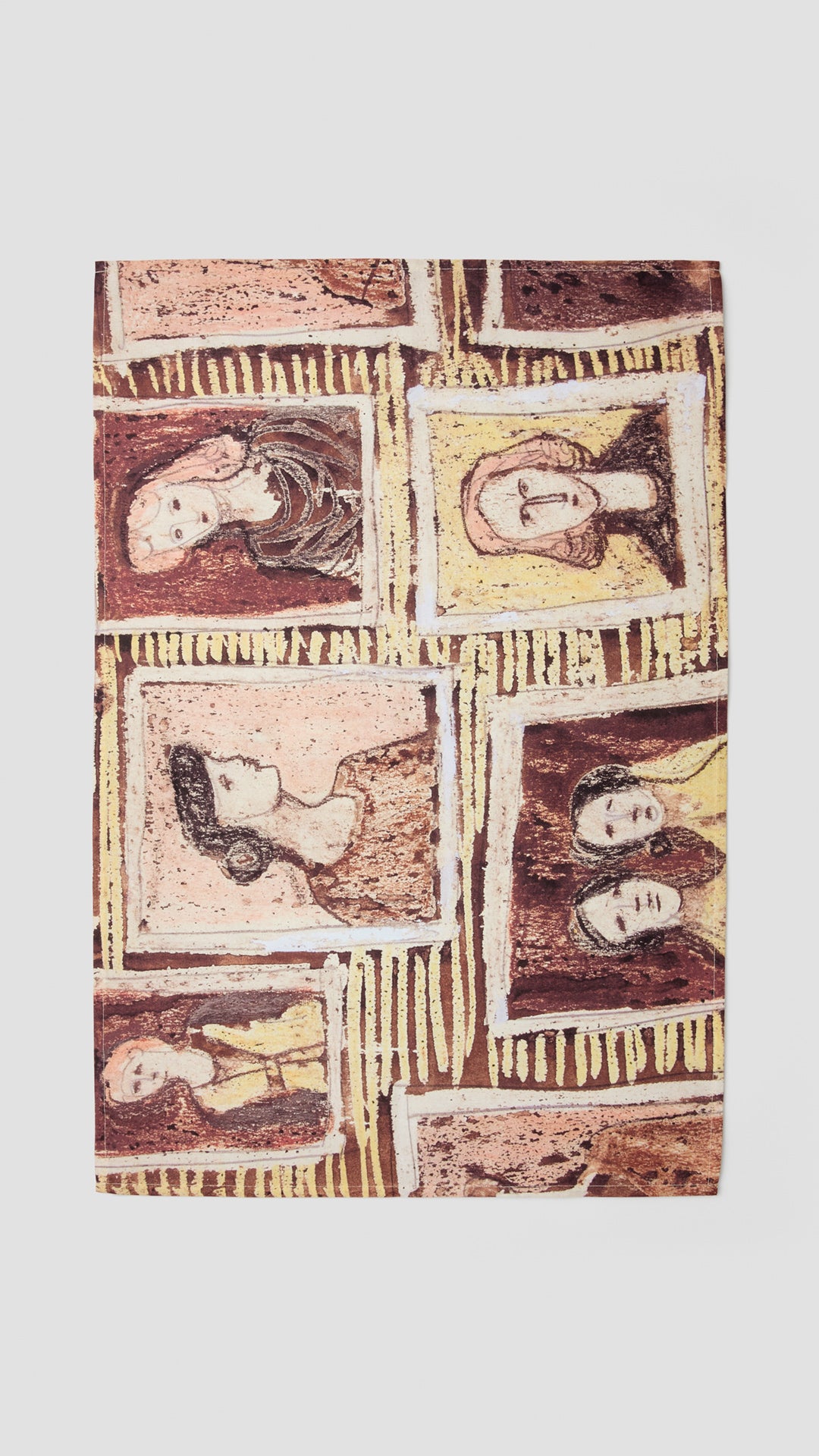 Tea Towel • Henry Moore, Detail of Textile Design: Framed Heads, 1943, pencil, wax crayon, coloured crayon, watercolour