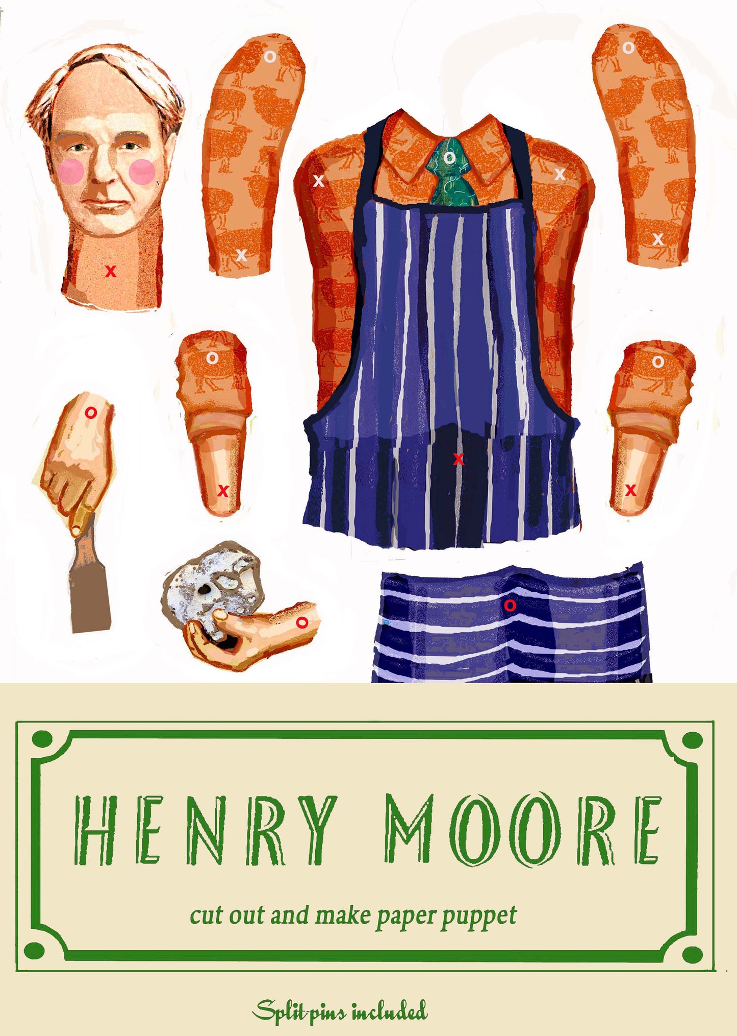Henry Moore cut out and make paper puppet