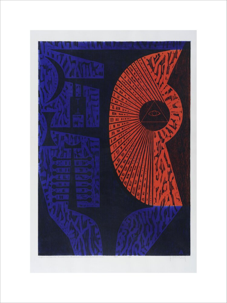 Egon Altdorf, Head-Idol with Disc, Moon Sign, Hourglass-Sign and Crown-Sign 1957