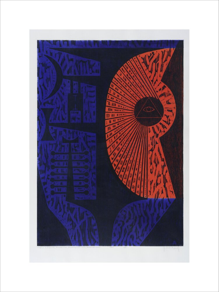 Egon Altdorf, Head-Idol with Disc, Moon Sign, Hourglass-Sign and Crown-Sign 1957