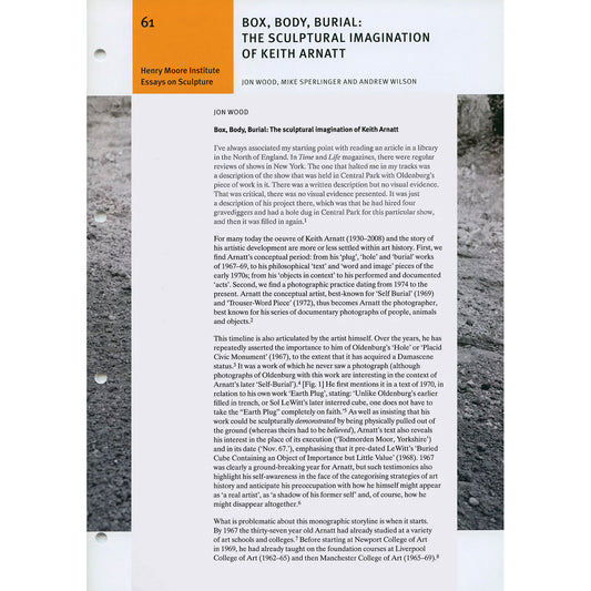 Box, Body, Burial: The Sculptural Imagination of Keith Arnatt (No. 61)