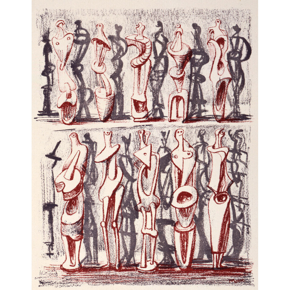 Red and Blue Standing Figures 1950