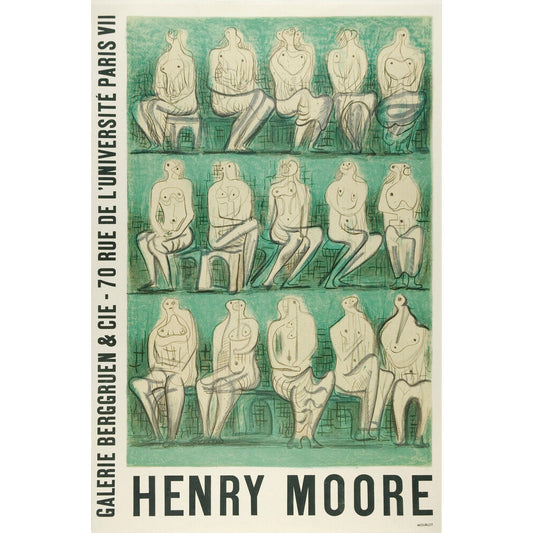Reproduction of an original poster design for Henry Moore: Sculptures et Dessins Paris 1957