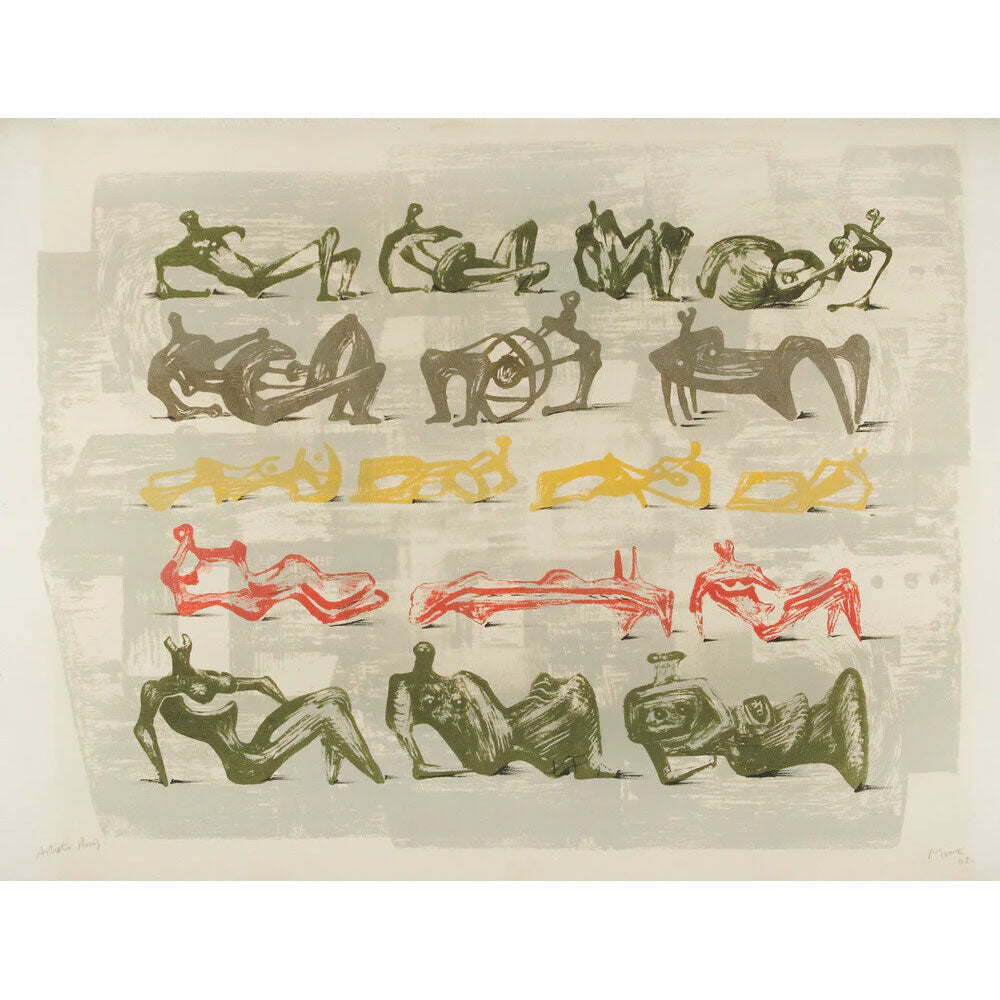 Seventeen Reclining Figures with Architectural Background