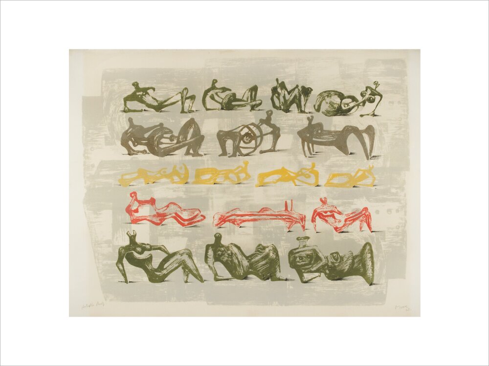 Seventeen Reclining Figures with Architectural Background