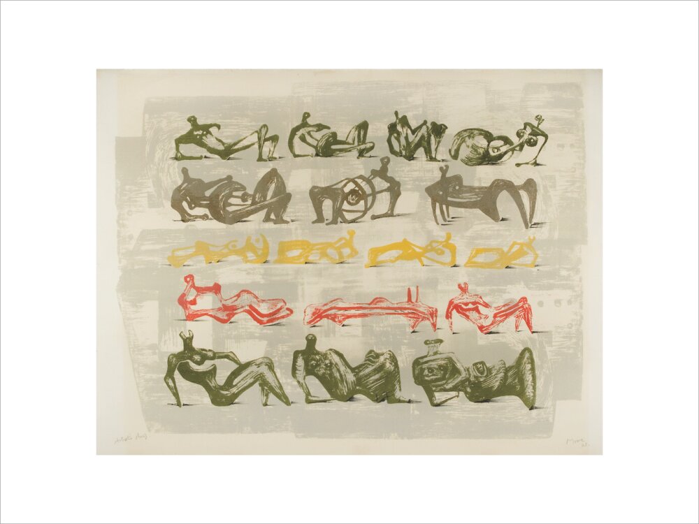 Seventeen Reclining Figures with Architectural Background