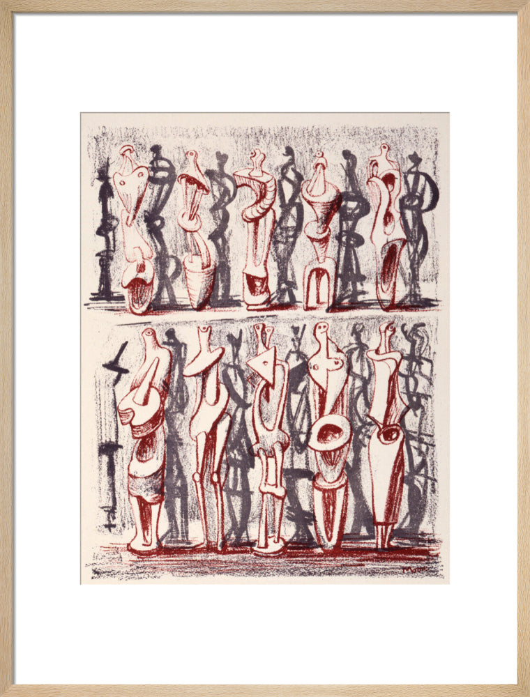 Red and Blue Standing Figures 1950