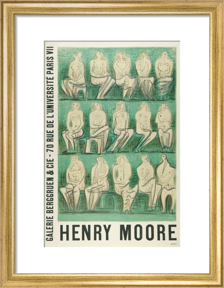 Reproduction of an original poster design for Henry Moore: Sculptures et Dessins Paris 1957