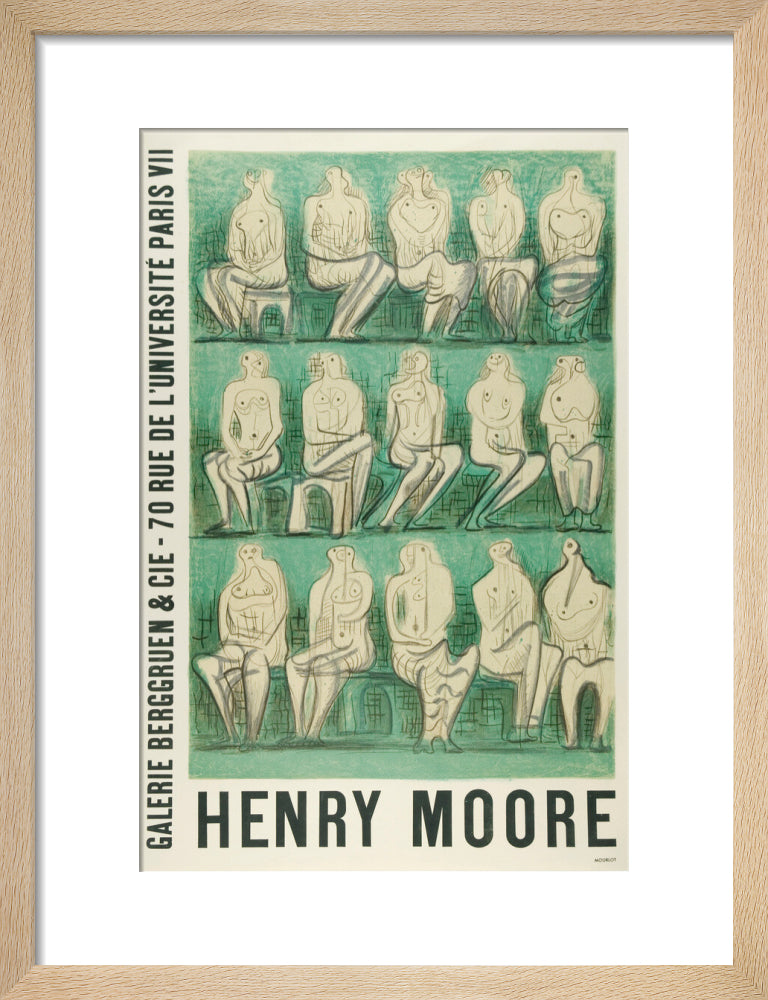 Reproduction of an original poster design for Henry Moore: Sculptures et Dessins Paris 1957
