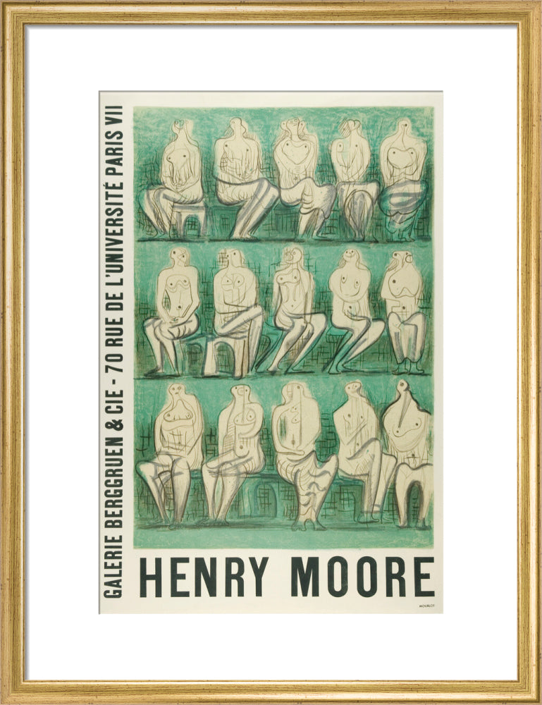 Reproduction of an original poster design for Henry Moore: Sculptures et Dessins Paris 1957