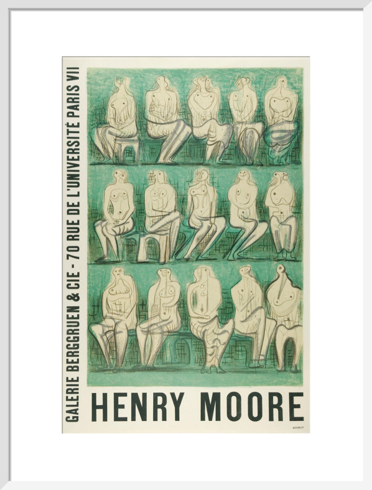 Reproduction of an original poster design for Henry Moore: Sculptures et Dessins Paris 1957