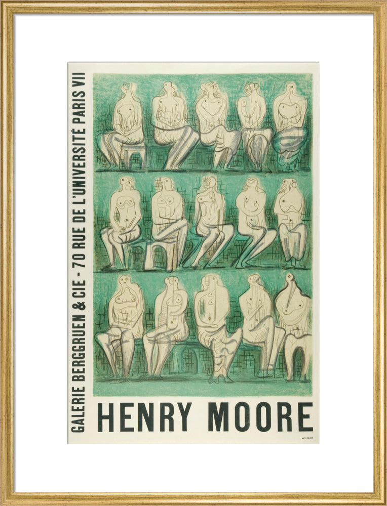 Reproduction of an original poster design for Henry Moore: Sculptures et Dessins Paris 1957