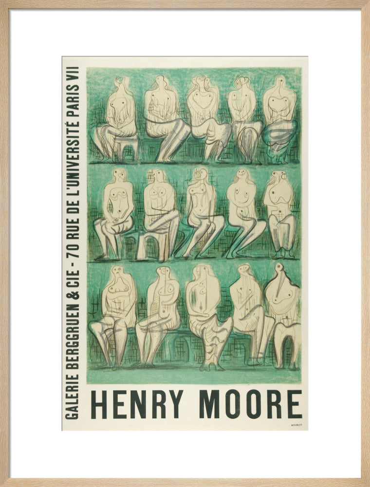 Reproduction of an original poster design for Henry Moore: Sculptures et Dessins Paris 1957
