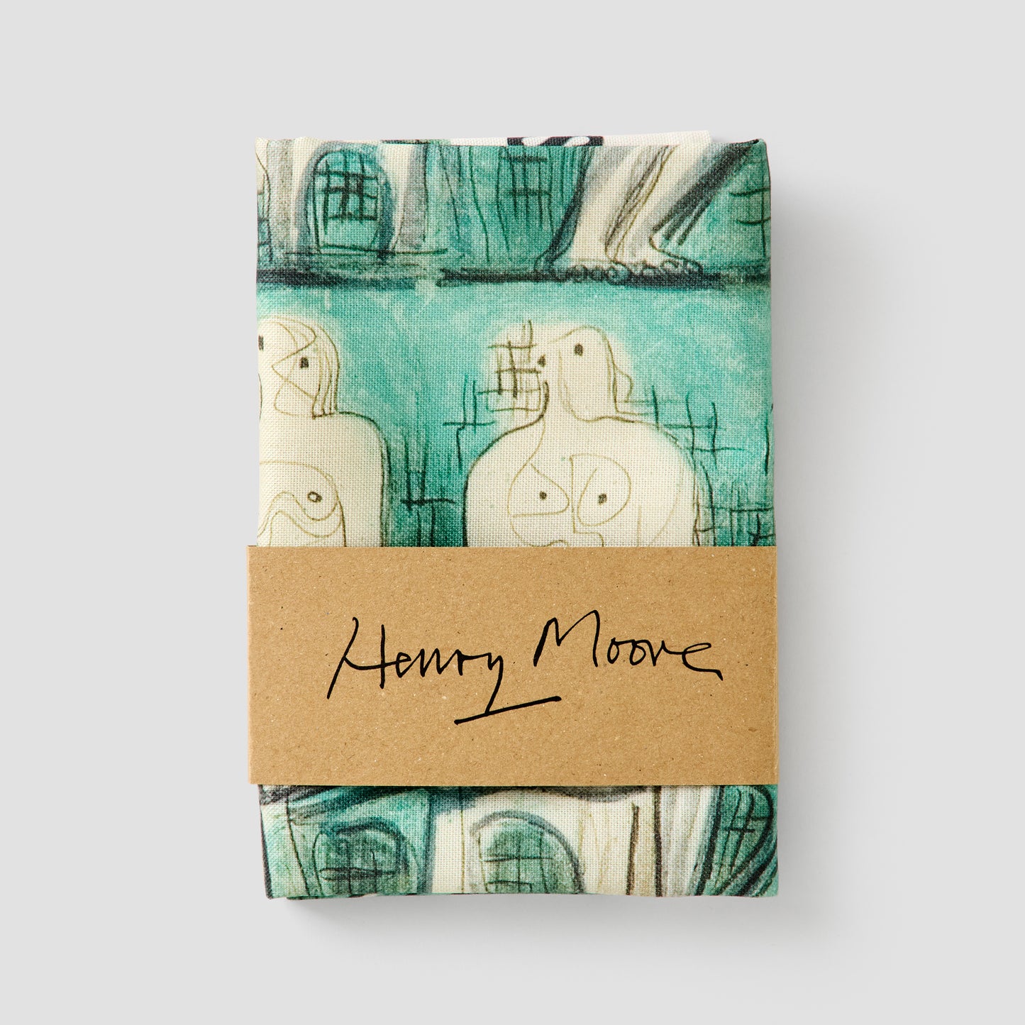 Tea Towel •	Reproduction of an original poster design for Henry Moore: Sculptures et Dessins, Galerie Beggruen & Cie, Paris, 1957