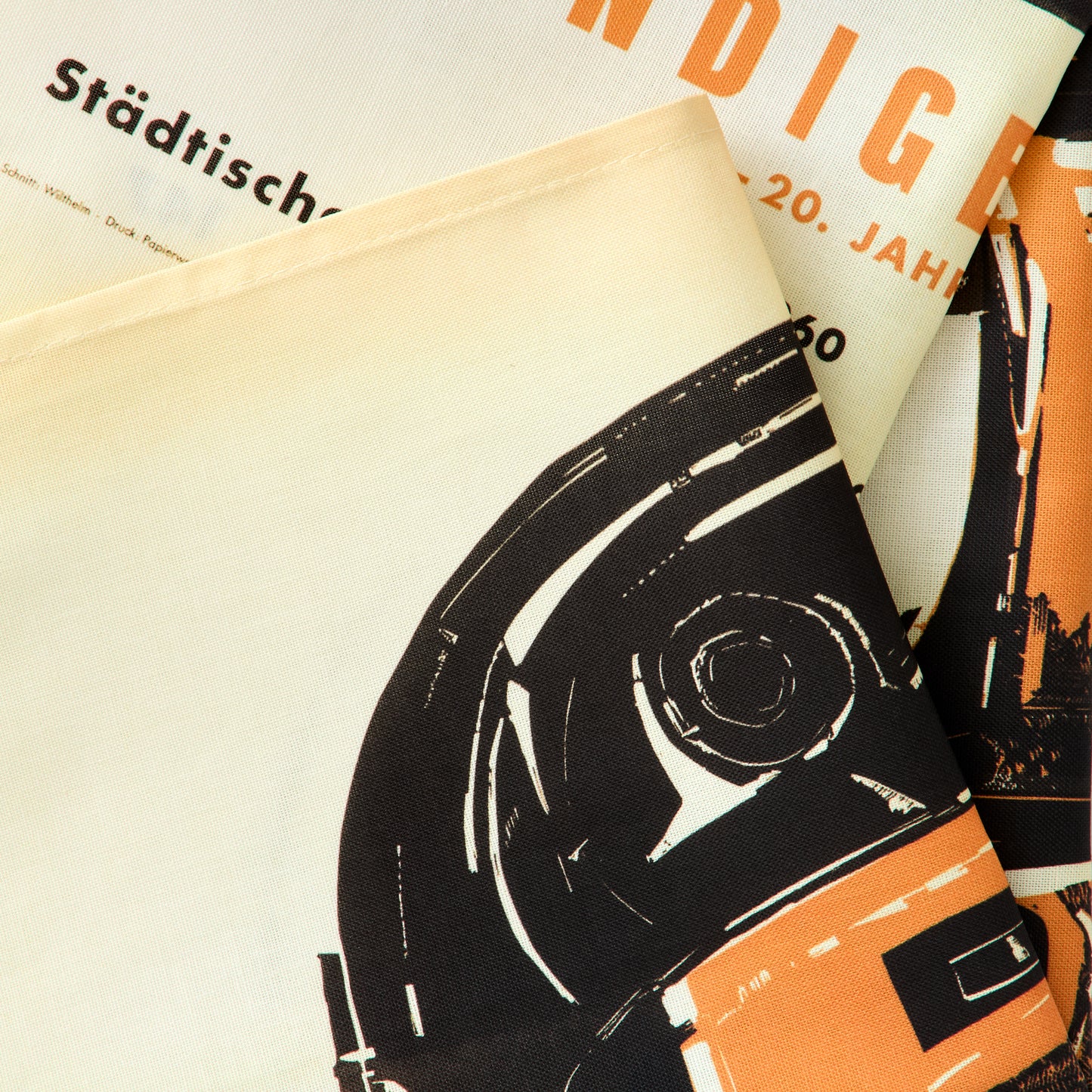 Tea Towel •	Reproduction of an original poster design for Lebendiges Metall, Städtische Kunstgalerie Bochum, 1960