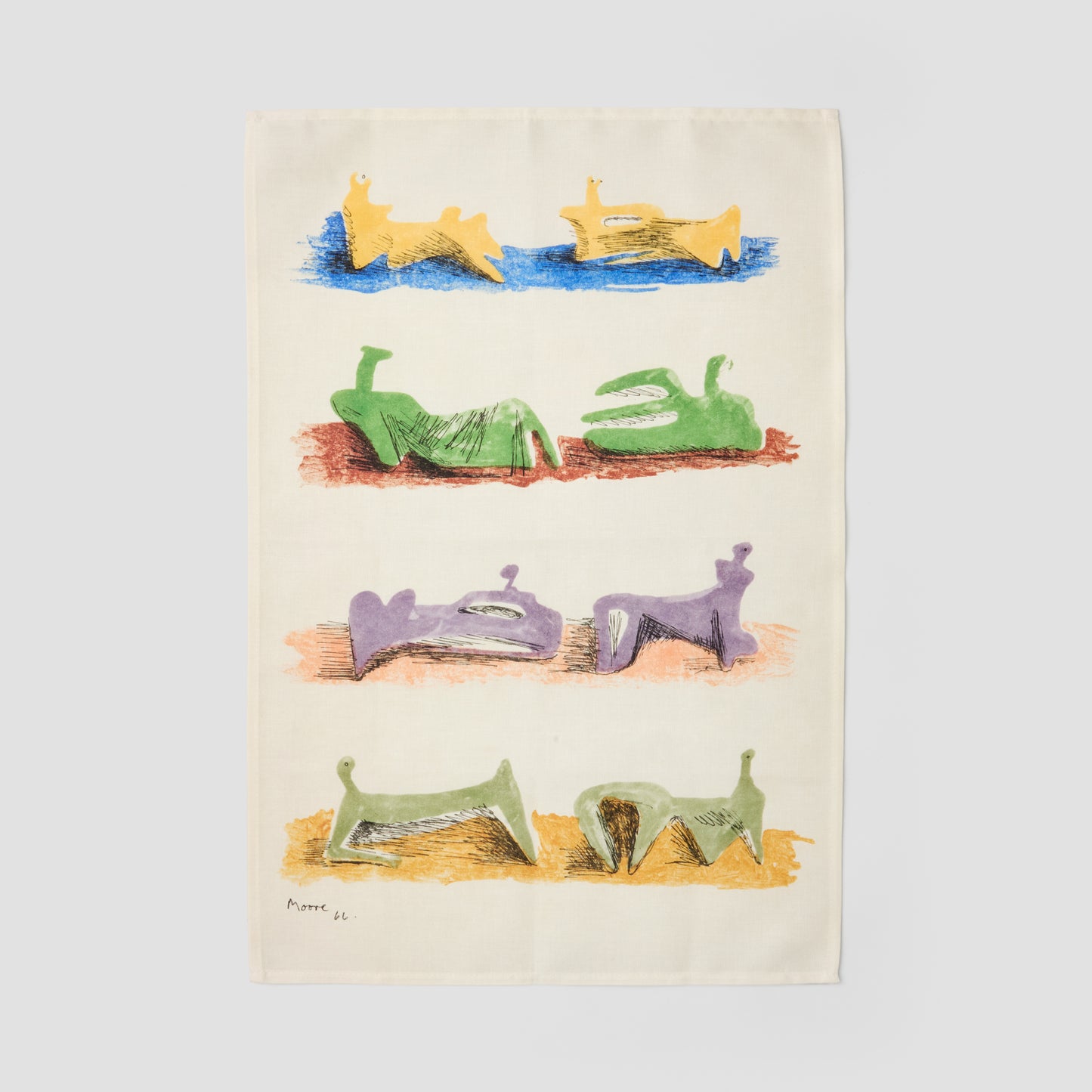 Tea Towel •	Henry Moore, Eight Reclining Figures 1966, lithograph in nine colours