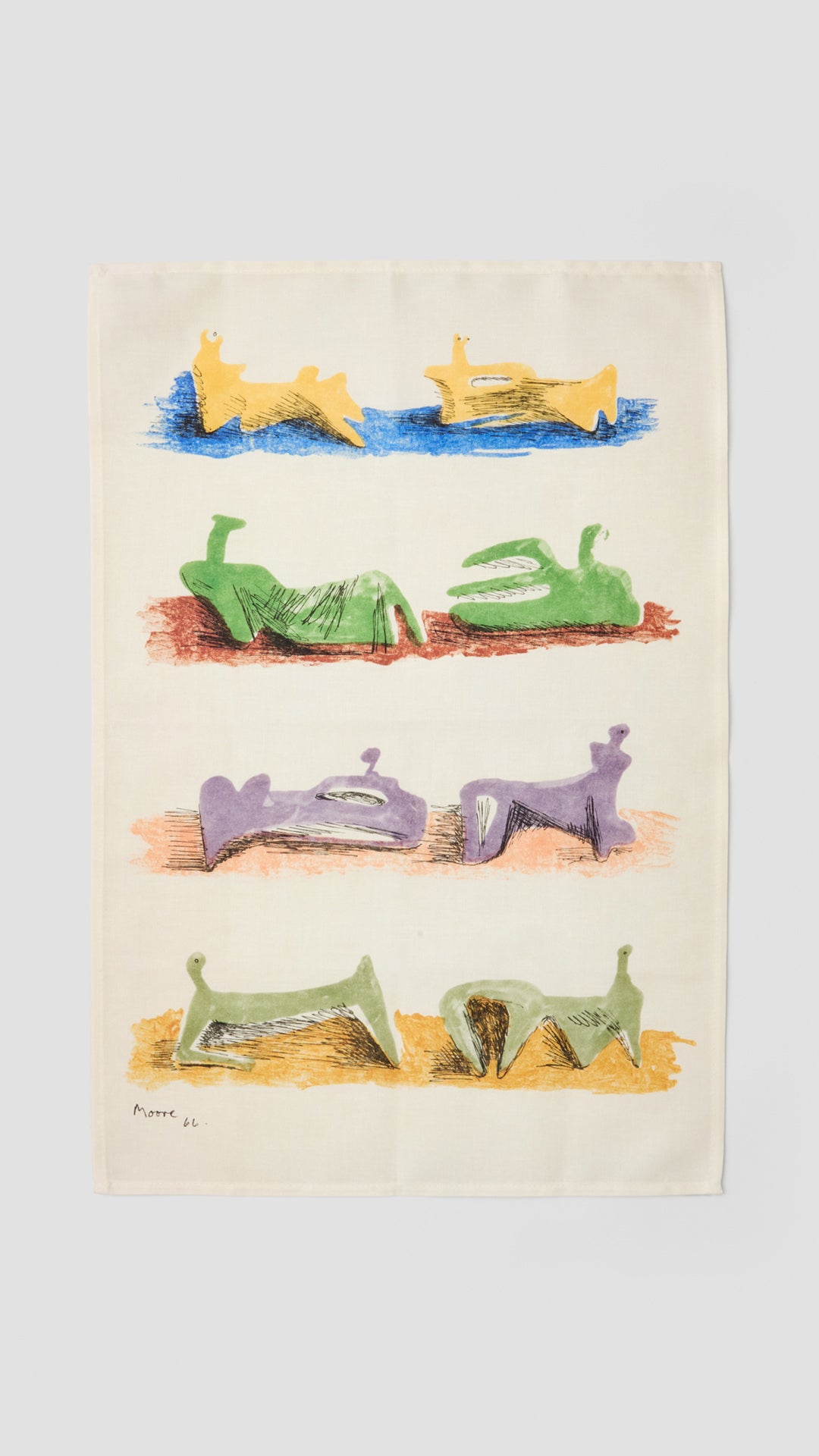Tea Towel •	Henry Moore, Eight Reclining Figures 1966, lithograph in nine colours
