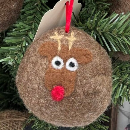 Wool Rudolph Bauble Tree Decoration