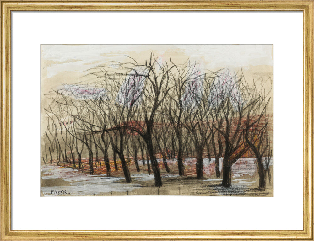 Apple Orchard at Dane Tree House (art print, medium, gold)