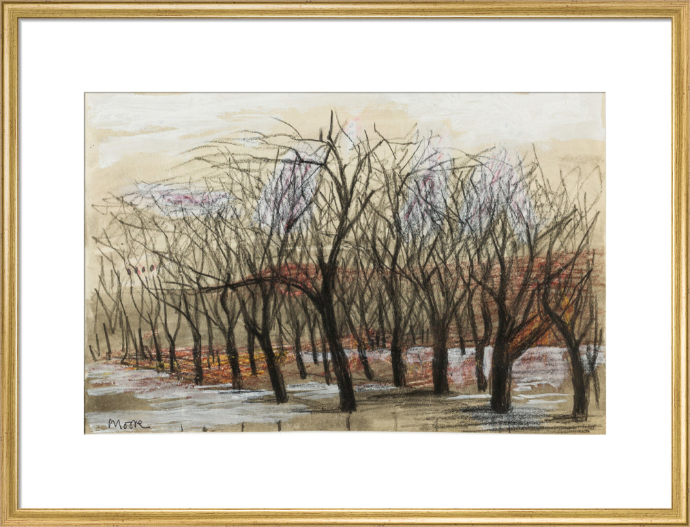 Apple Orchard at Dane Tree House (art print, large, gold)