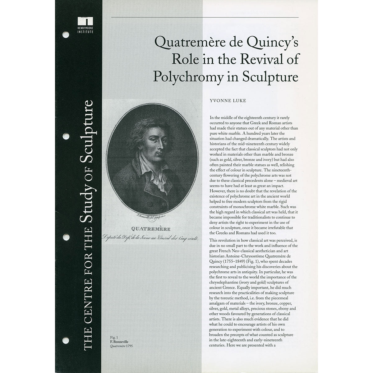 Quatremère de Quincy's Role in the Revival of Polychromy in Sculpture (No. 10)