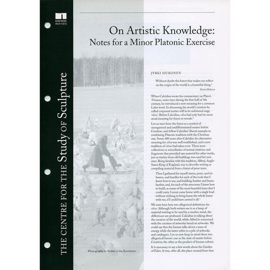 On Artistic Knowledge: Notes for a Minor Platonic Exercise (No. 11)
