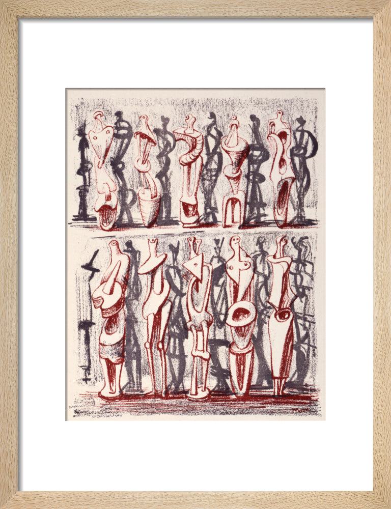 Red and Blue Standing Figures 1950